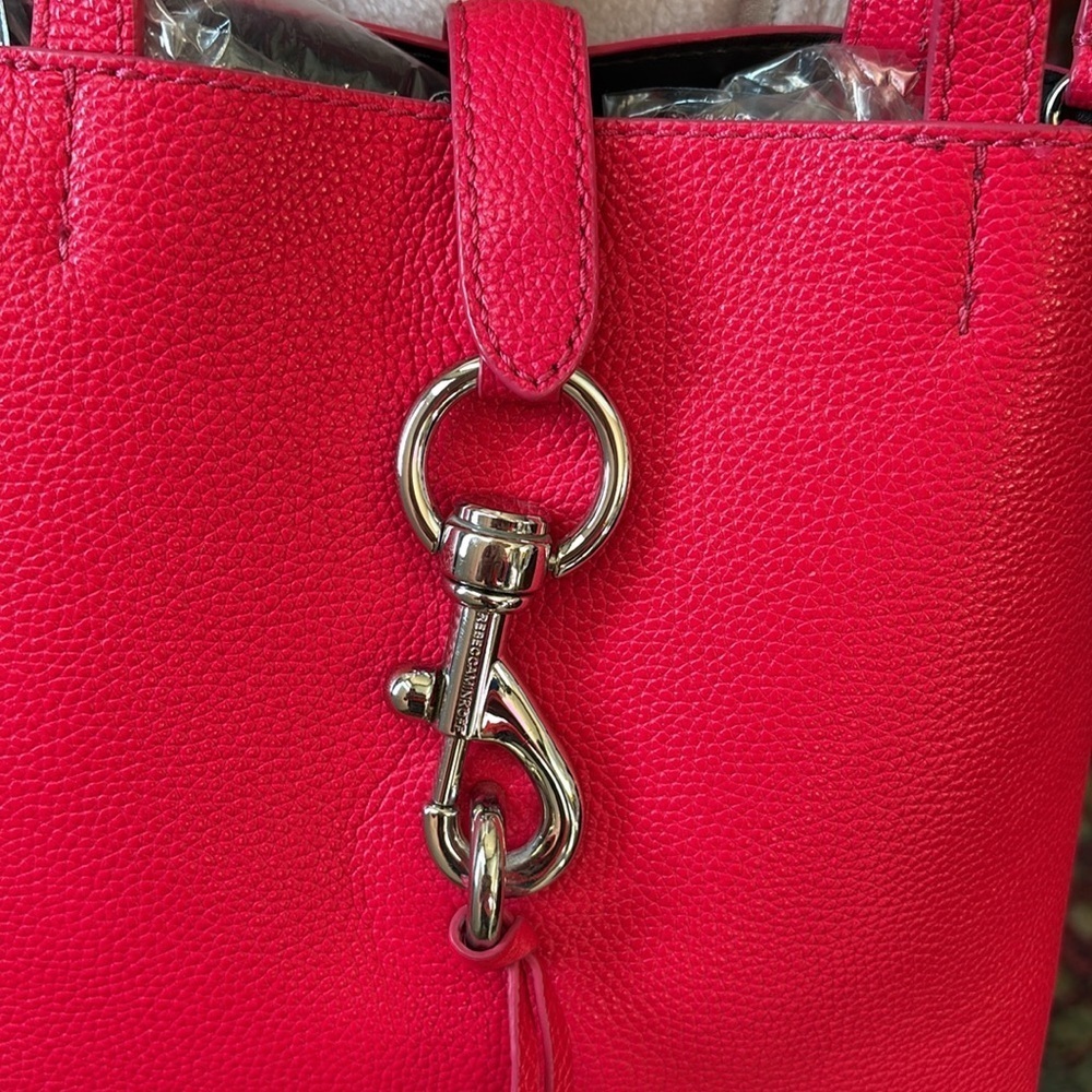 Rebecca Minkoff Satchel Crossbody bag pebbled leather bright pink Silvertone - Picture 4 of 14
